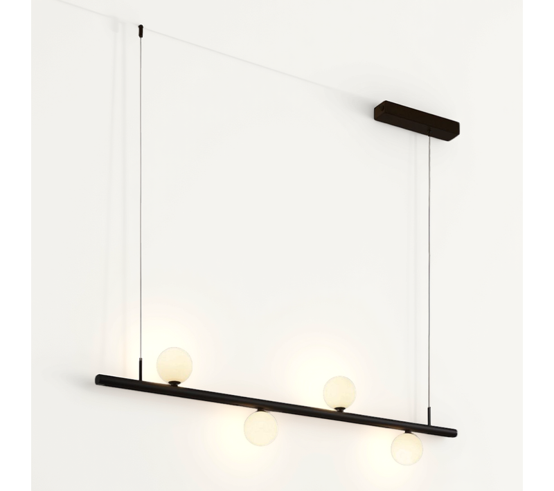 Suspension Noire Système Magnétique Avec 4 Boules En Verre 12w LED - Lyne