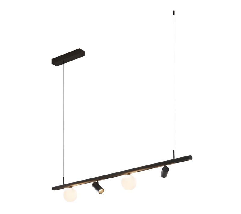 Suspension Noire Système Magnétique 16w 2 Boules Et 2 Spots LED - Lyne