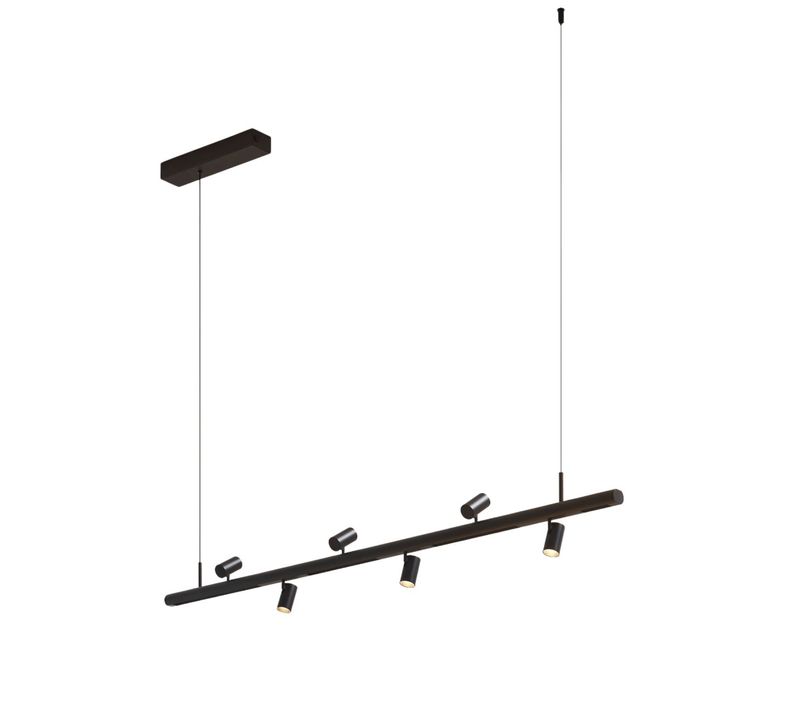 Suspension Noire Système Magnétique 6 Spots LED Orientables 30w - Lyne