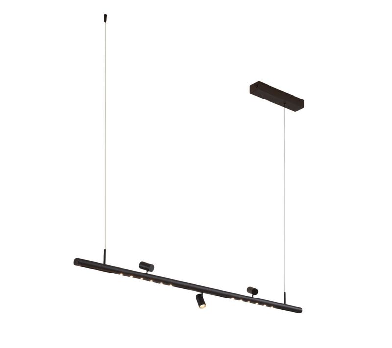 Suspension Noire Système Magnétique 3 Spots Et 2 Profilés LED 27w - Lyne
