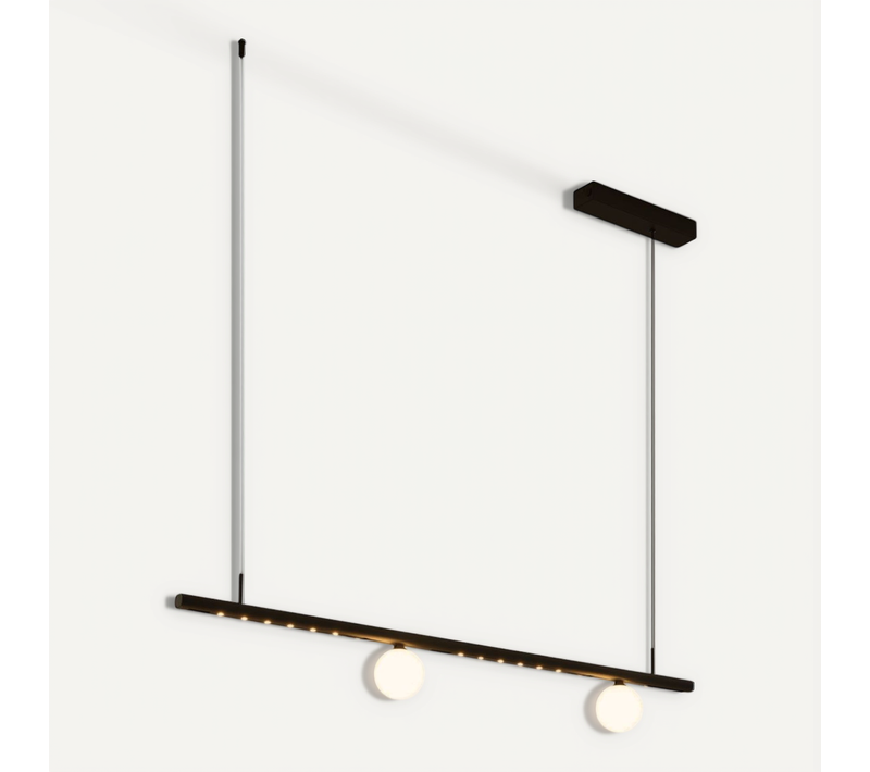 Suspension Noire Système Magnétique 2 Profilés Et 2 Boules LED 18w - Lyne