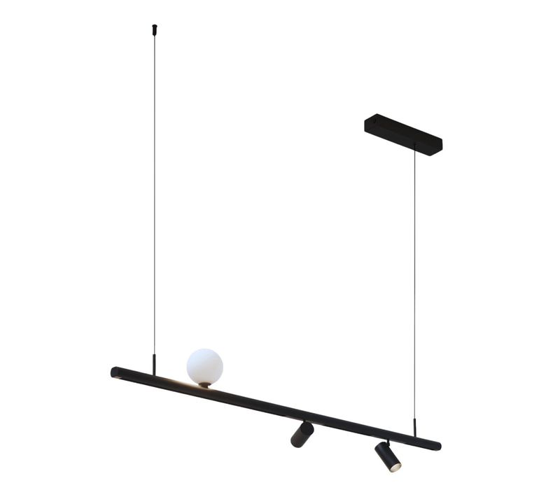 Suspension Noire Système Magnétique 1 Boule Et 2 Spots LED 17w - Lyne