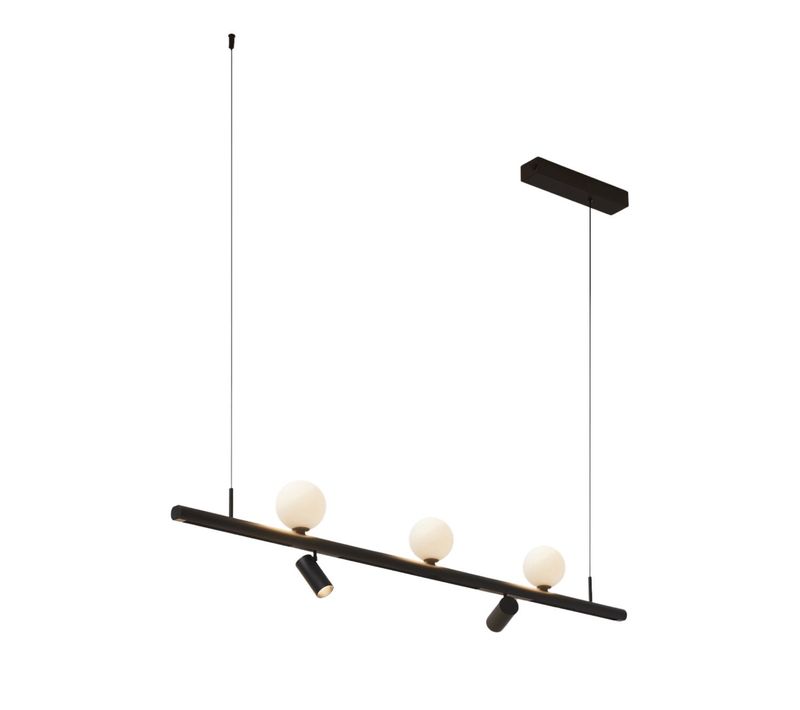Suspension Noire Système Magnétique 3 Boules Et 2 Spots LED 19w - Lyne
