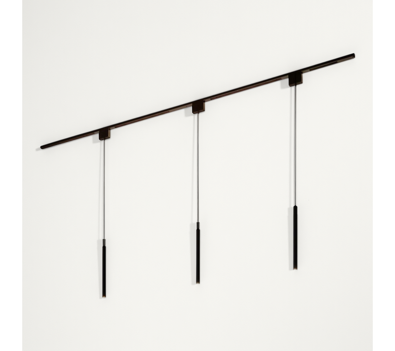 Système Sur Rail Magnétique 2 M Noir Avec 3 Suspensions 9w LED - Transformateur Externe - Lyne