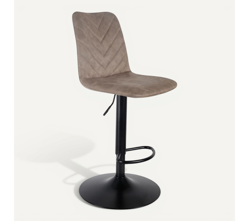 Tabouret De Bar Réglable En Microfibre Taupe Et Pied Métal - Coby 2
