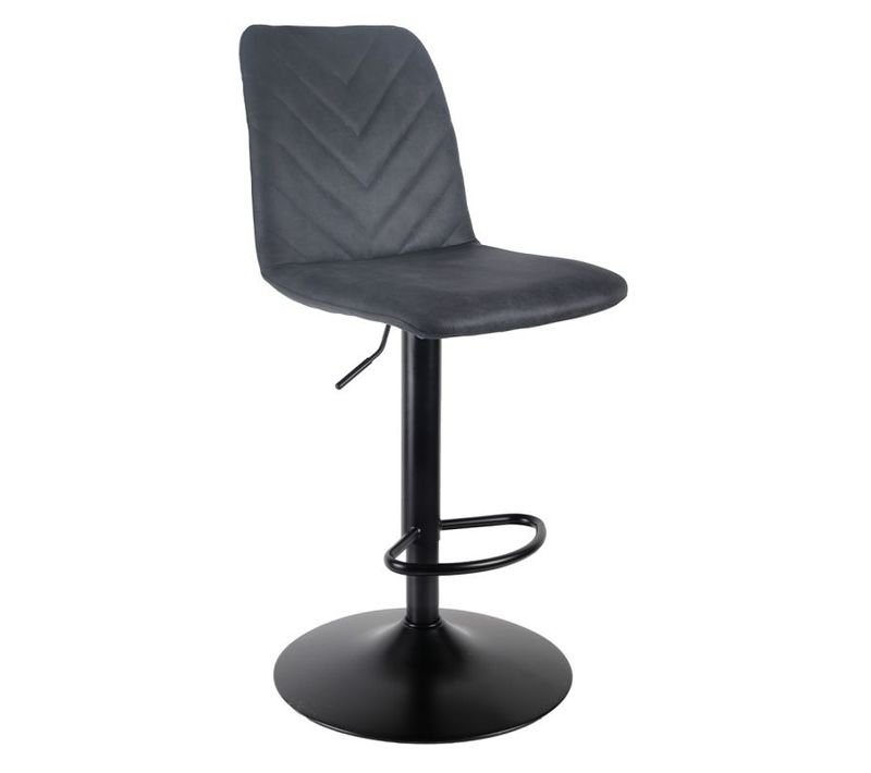 Tabouret De Bar Réglable Microfibre Anthracite Et Pied Métal - Coby 2