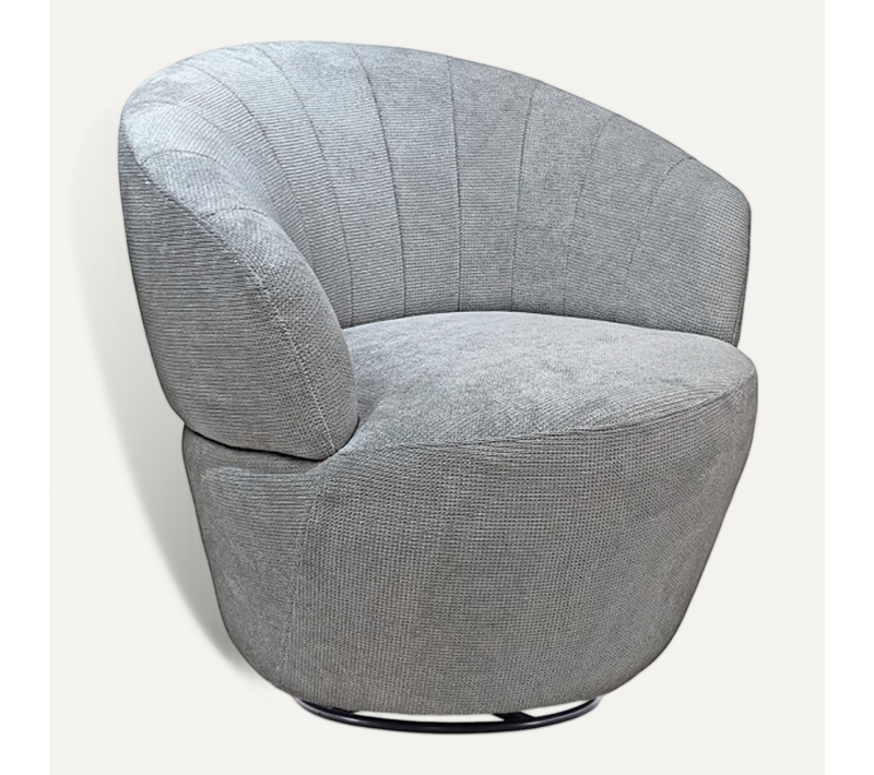 Fauteuil Rond Pivotant 360° Tissu Chenille Doux Gris – Corolla
