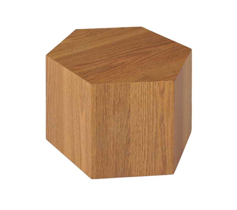 Petite Table D'appoint Hexagonale Décor Chêne H. 30 Cm - Caramello