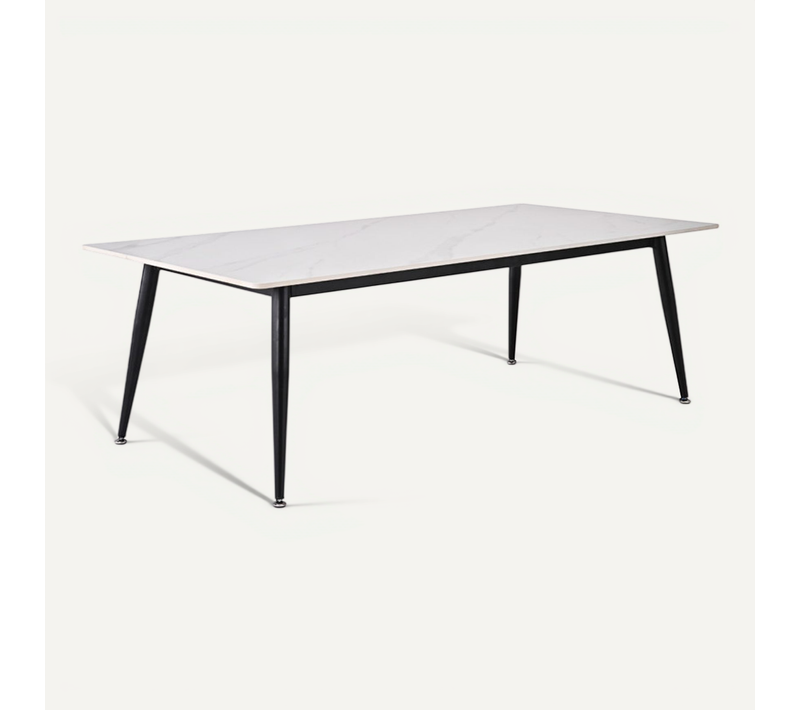 Table Basse 140 Cm Céramique Blanc Pieds Métal Noir - Ryder 2