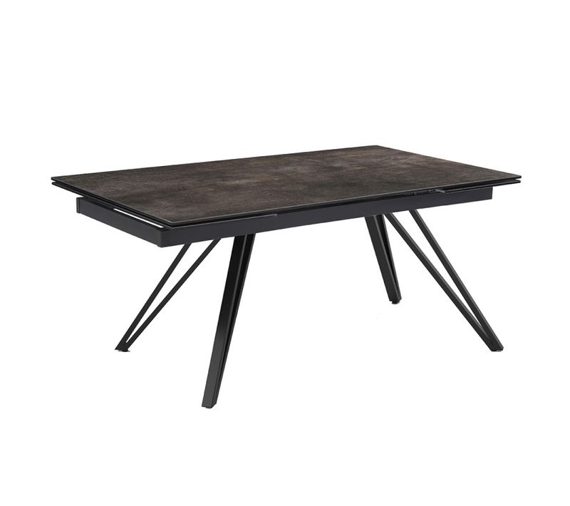 Table Extensible 160 à 240 Cm En Céramique Gris Vieilli Pieds En V - Maine 10