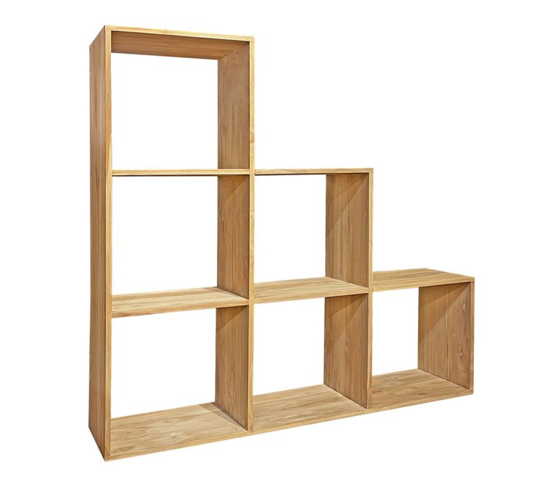 Etagère Escalier 6 Cases 137 X 137 Cm En Bois De Teck Massif - Tetra