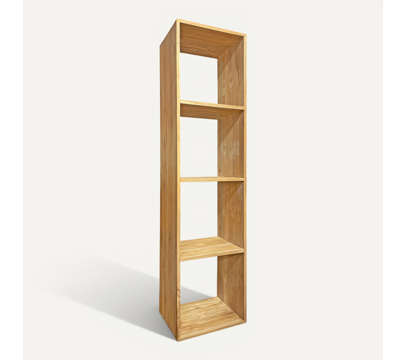 Etagère 4 Cases Rangement 182 X 47 Cm En Bois De Teck Massif - Tetra