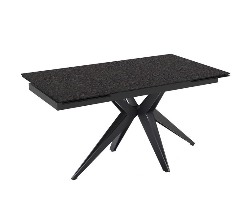 Table Extensible 180 à 260 Cm Verre Bullé Gris Anthracite Pied étoile - Atlanta 06