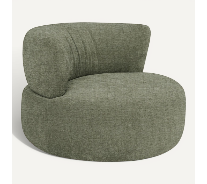 Fauteuil Rond Pivotant 360° En Tissu Chiné Vert - Talia