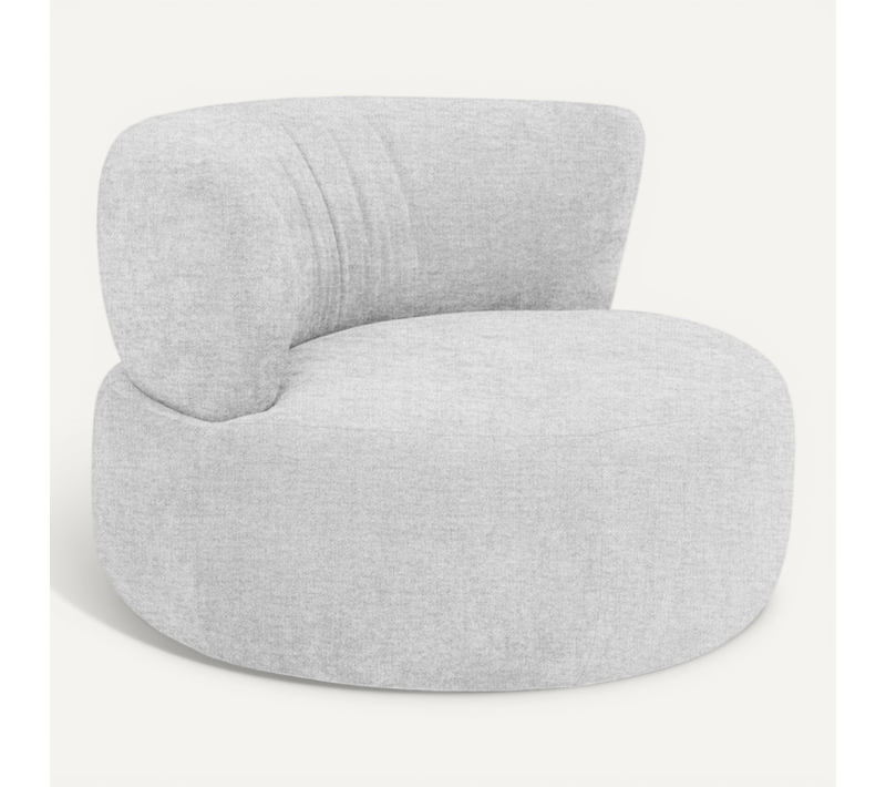 Fauteuil Rond Pivotant 360° En Tissu Chiné Gris Clair - Talia