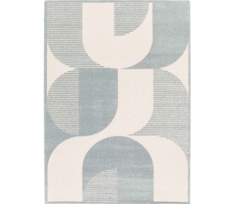 Tapis Doux À Relief Géométrique Bleu Et écru 120x170
