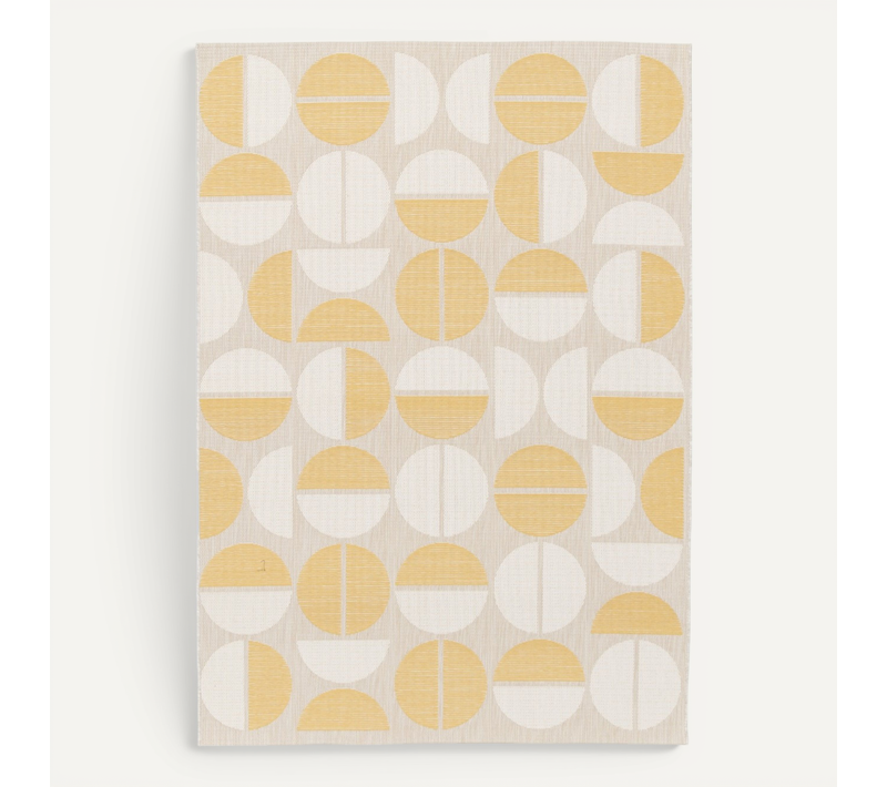 Tapis Extérieur Intérieur Moderne Géométrique Demi-cercles Jaune Et Beige 120x170
