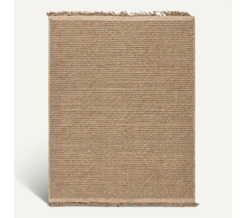 Tapis En Jute Naturel Artisanal Beige Avec Franges 120x160 - Style Bohème