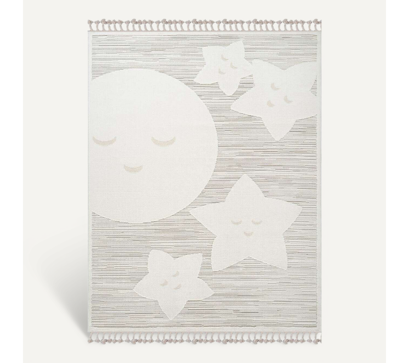 Tapis Enfant Doux Motif étoiles Blanc 120x180