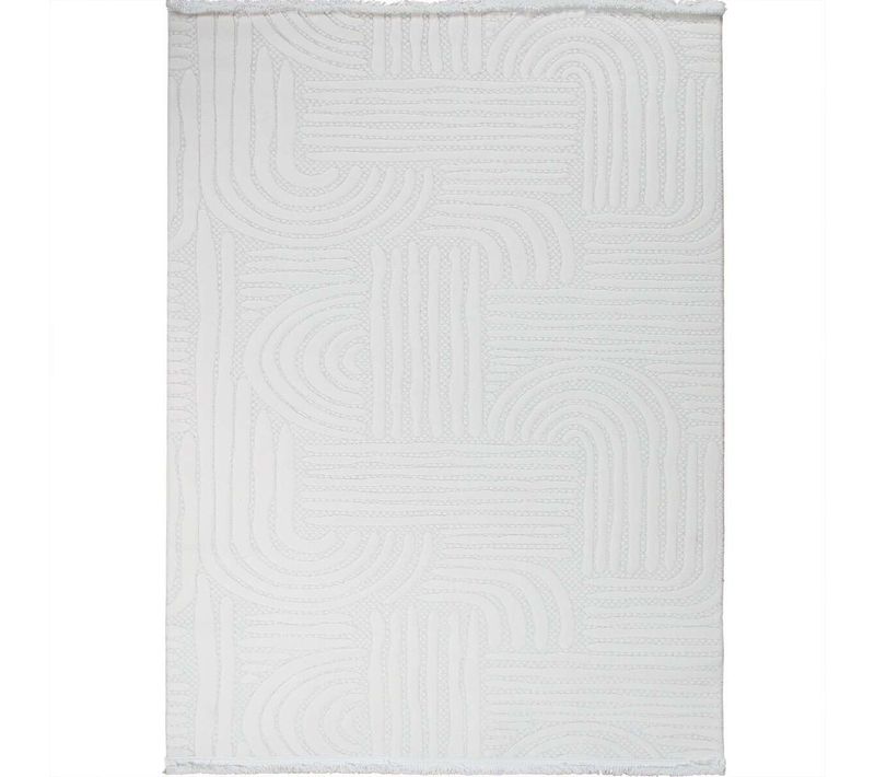 Tapis Moderne Crème À Motifs Géométriques 120x180