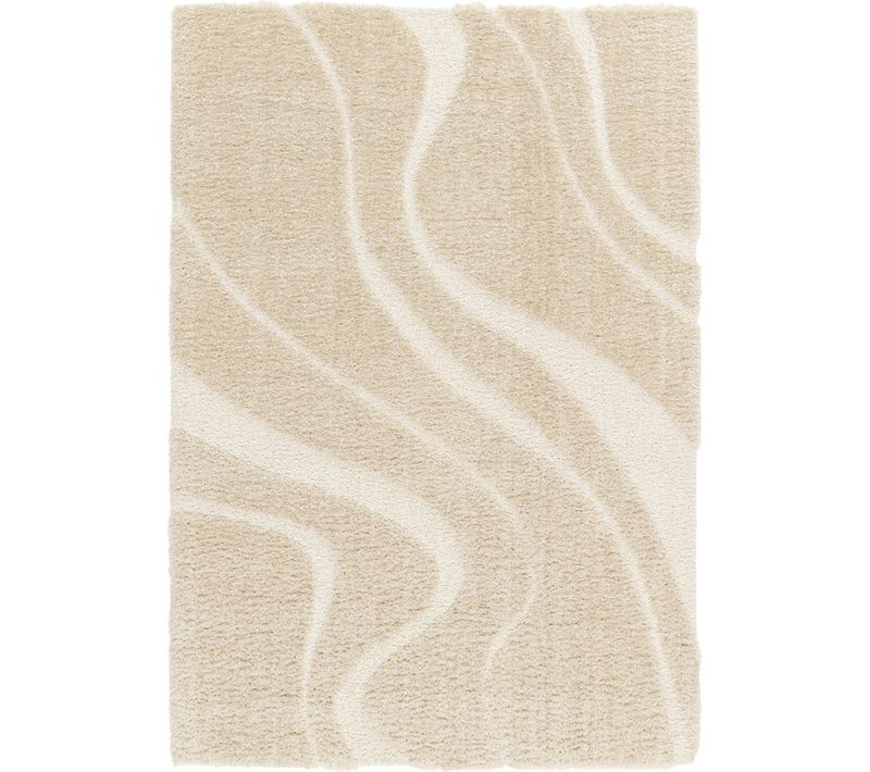 Tapis Shaggy Doux À Relief Graphique Beige 120x170
