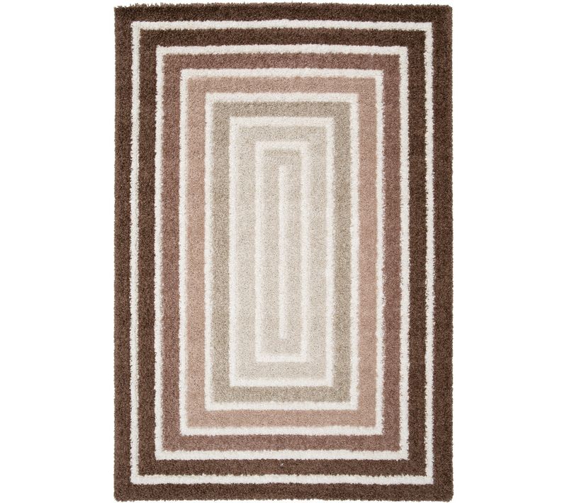 Tapis Shaggy Doux À Motif Géométrique Marron Beige 120x170
