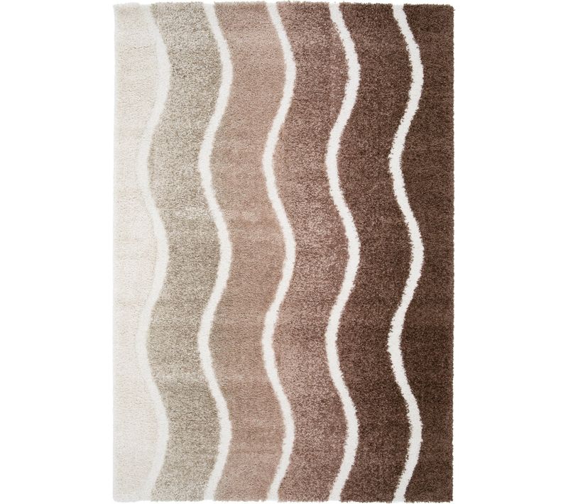 Tapis Shaggy Doux À Motif Ondulé Marron Beige 120x170