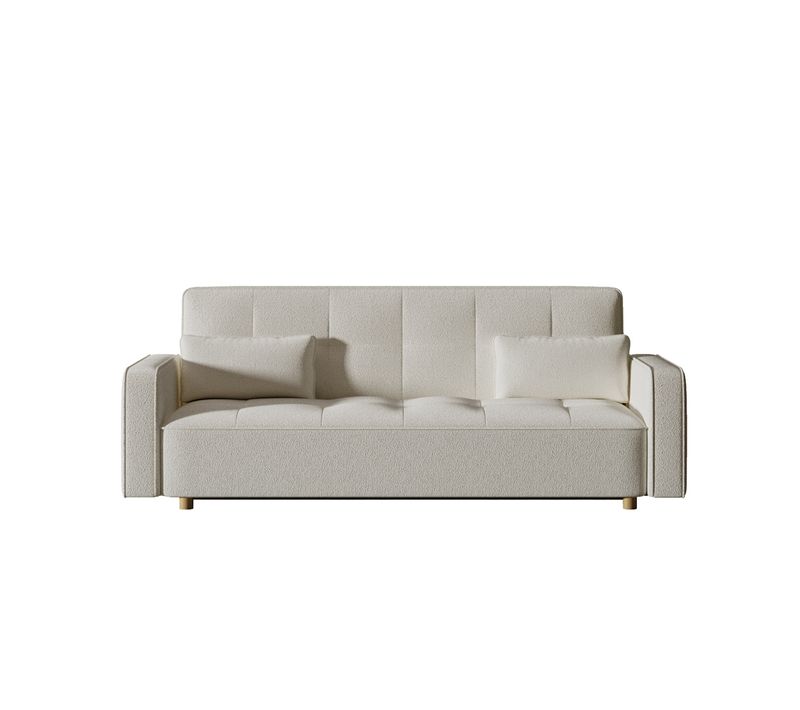 Copenhague - Canapé Convertible 3 Places En Tissu Bouclette Blanc