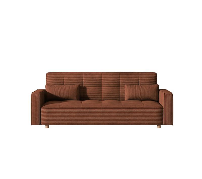 Copenhague - Canapé Convertible 3 Places En Velours Côtelé Terracotta