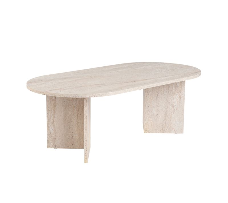 Lyu - Table Basse Ovale Effet Travertin 119x60cm