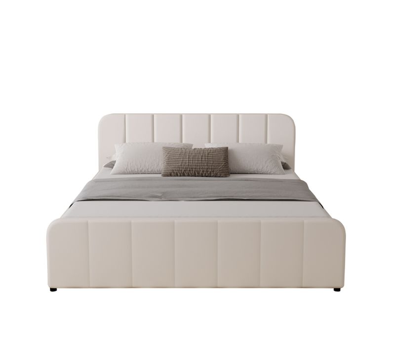 Tampa - Lit Avec Coffre De Rangement 160x200cm En Velours Beige