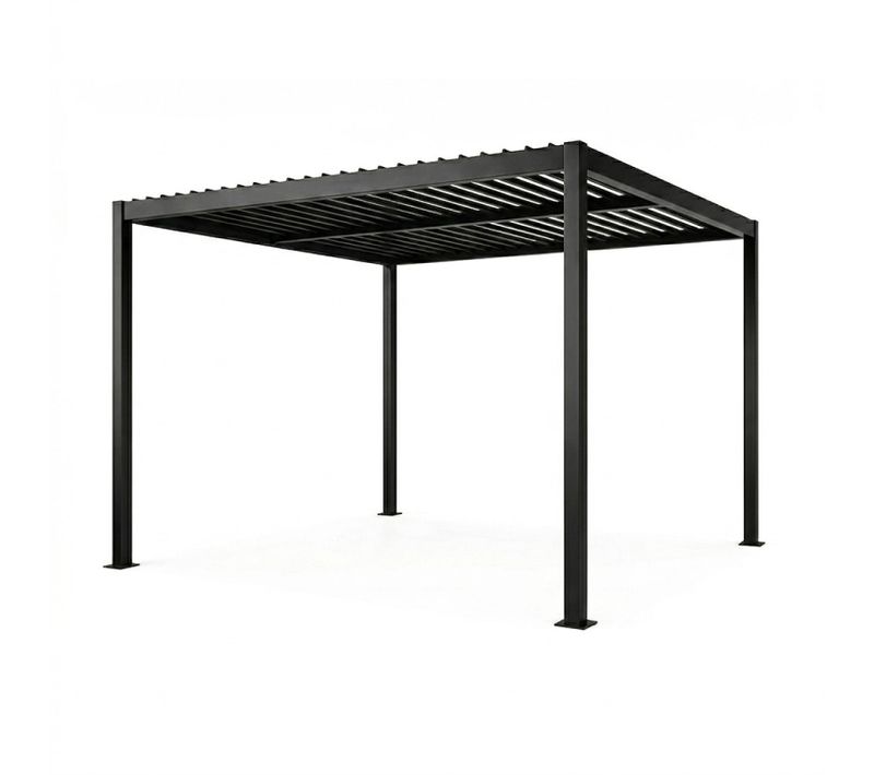 Rhodes - Pergola Bioclimatique Structure Et Lames Orientables En Aluminium 3x3m