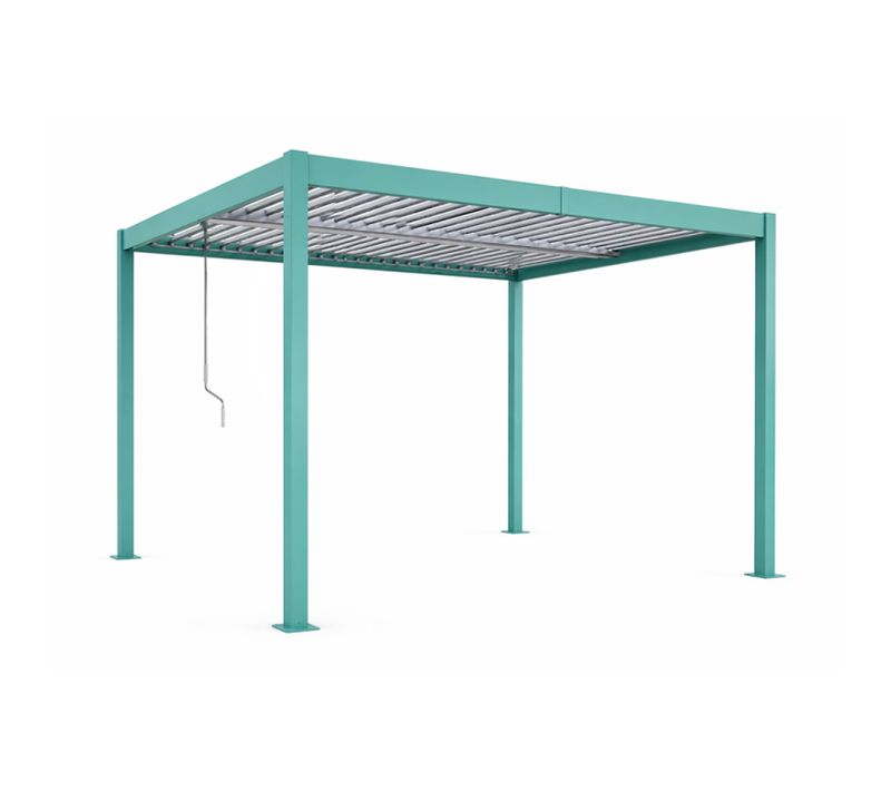 Rhodes - Pergola Bioclimatique Structure Et Lames Orientables En Aluminium Vert 4x3m