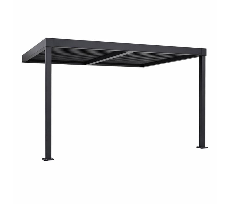 Sifnos - Pergola Bioclimatique 3x3m Adossée En Aluminium Noir