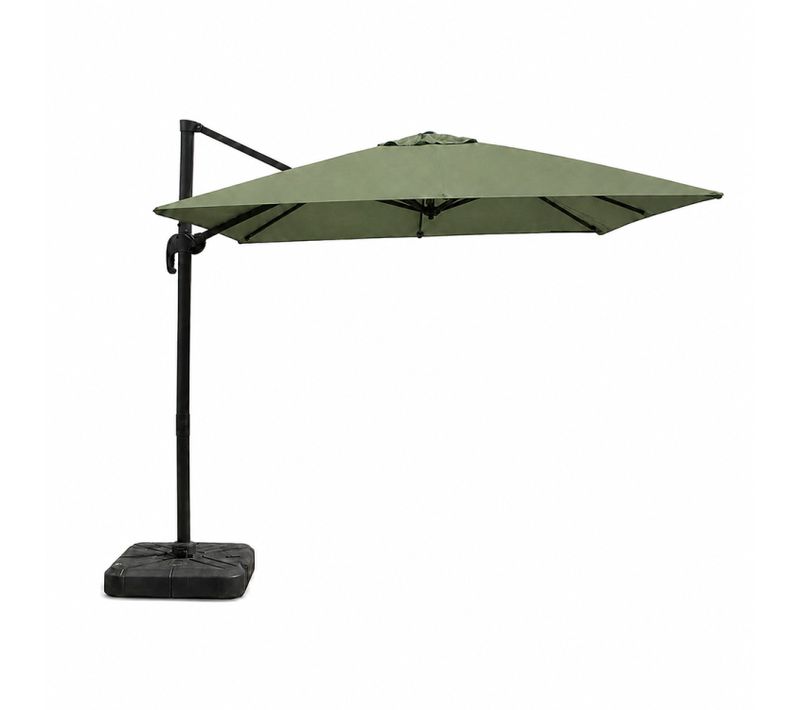 Palatino - Parasol Carré 3x3 Déporté Rotatif Vert En Aluminium