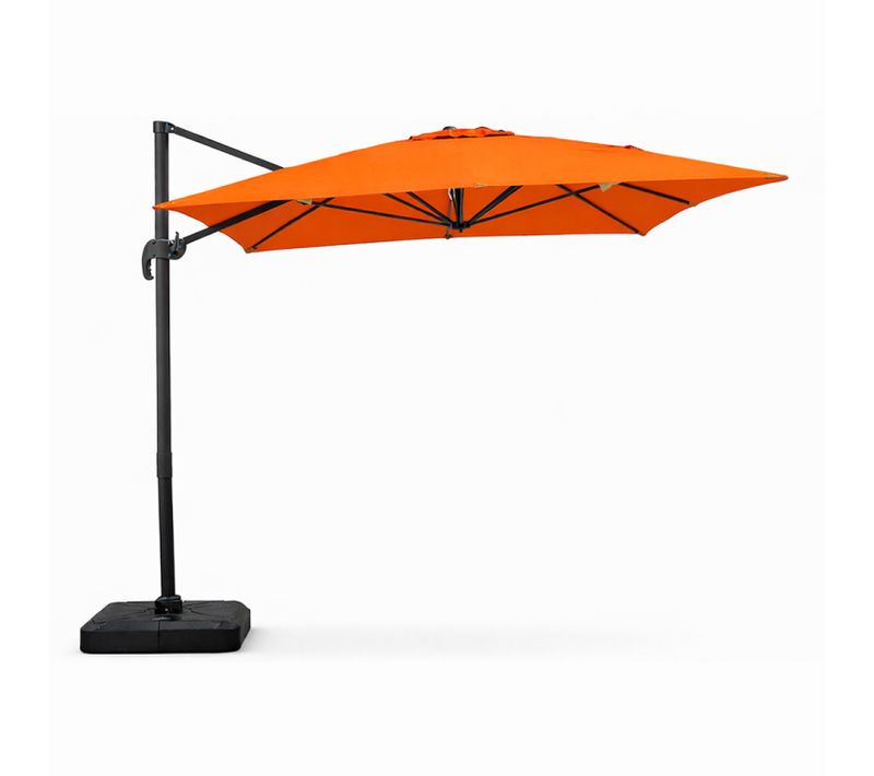 Cesare - Parasol Rectangulaire 3x4m Déporté Rotatif Orange En Aluminium