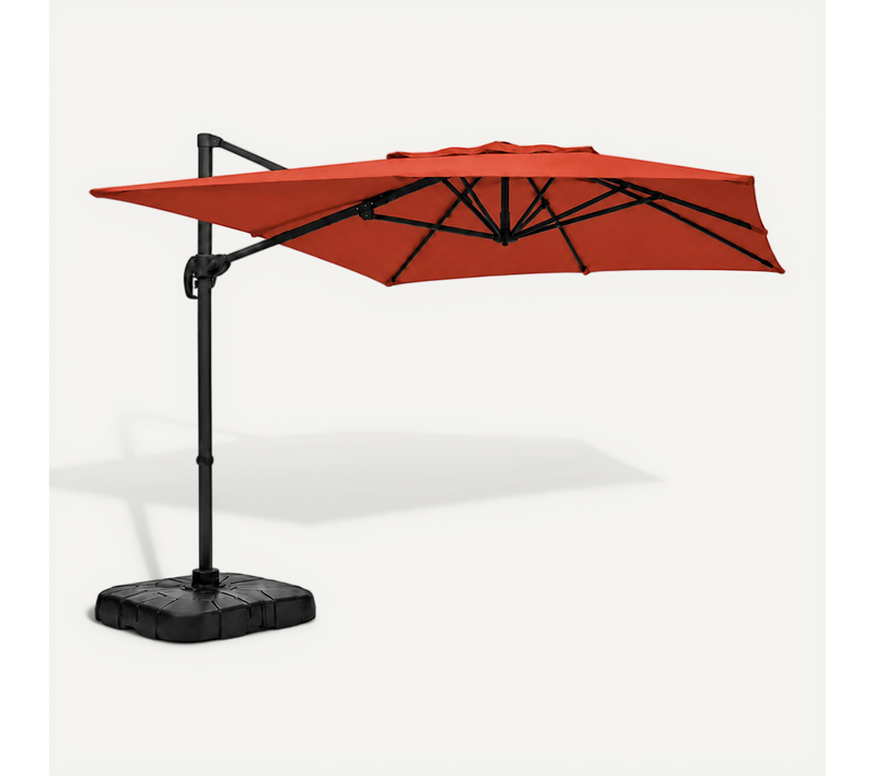 Piana - Parasol Rectangulaire 2x3m Déporté Rotatif Terracota