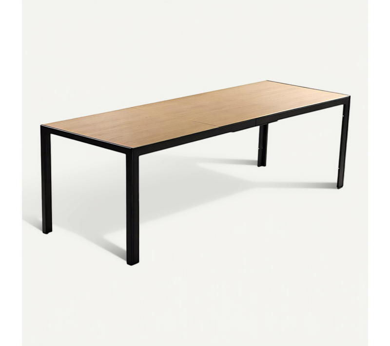 Brisbane - Table De Jardin 190cm 8 Personnes Avec Plateau En Verre Trempé Effet Bois