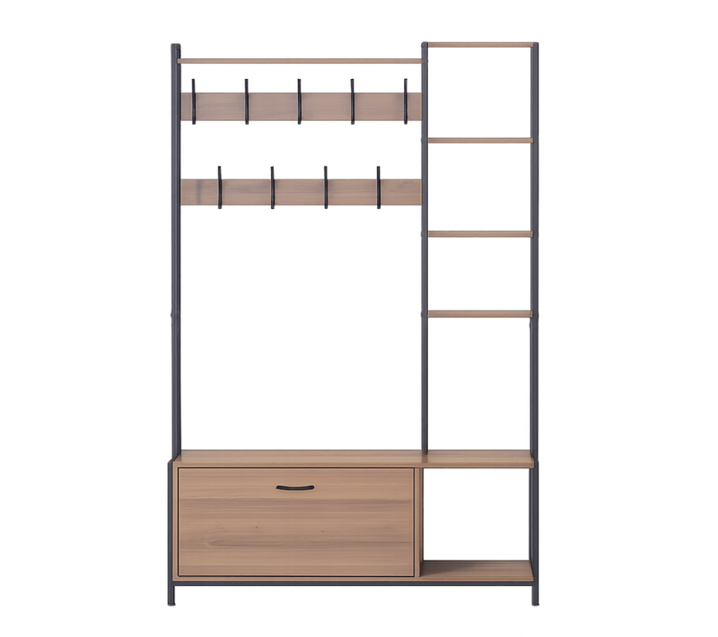 Manti - Meuble D'entrée 182x120cm Noyer Et Noir