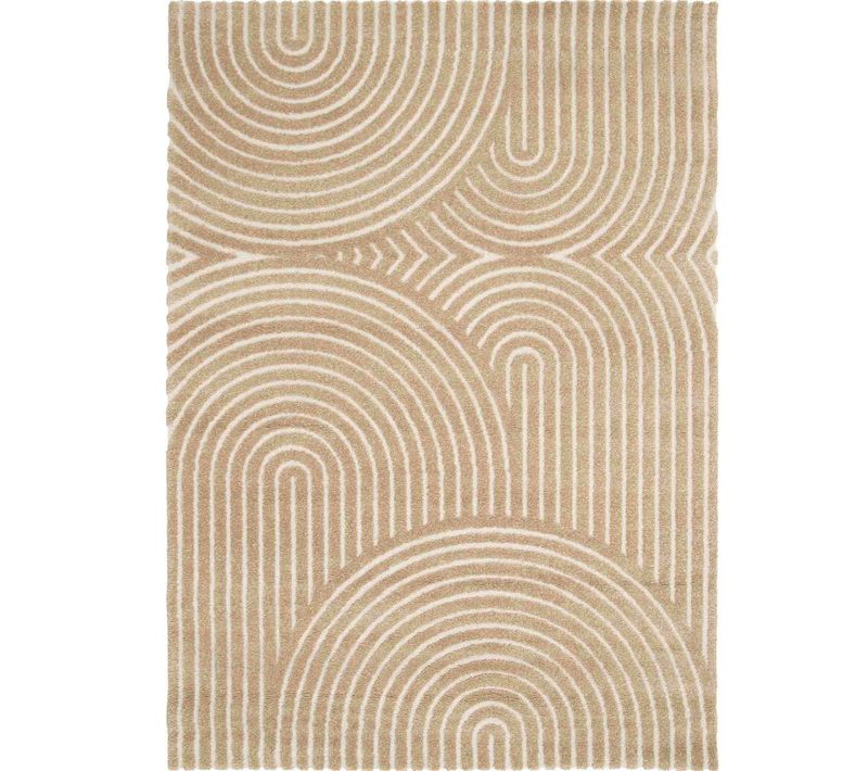 Tapis À Relief Géométrique Doux Beige 160x230