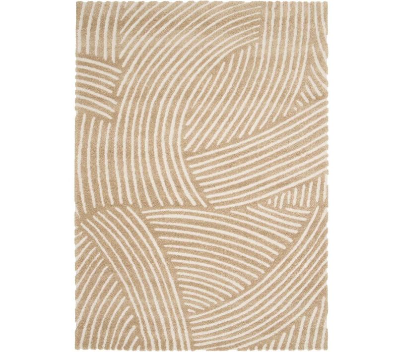 Tapis À Reliefs Doux Géométrique Beige 160x230