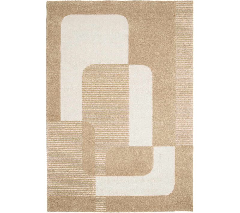 Tapis Doux À Relief Moderne Graphique Beige 160x230