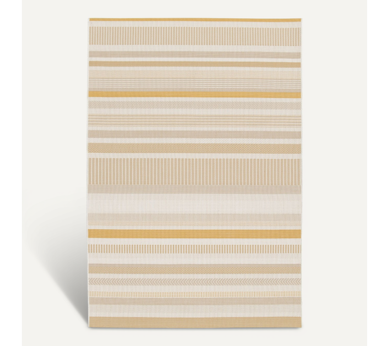 Tapis Extérieur Intérieur Moderne Lignes Jaune Beige 160x230