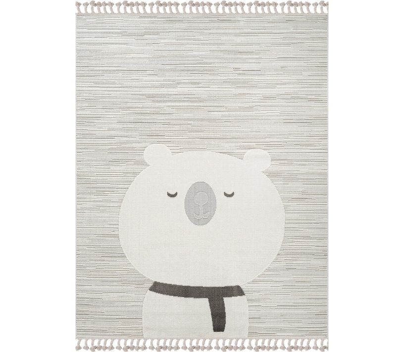 Tapis Salon Enfant Doux Texturé Ours Blanc 160x230