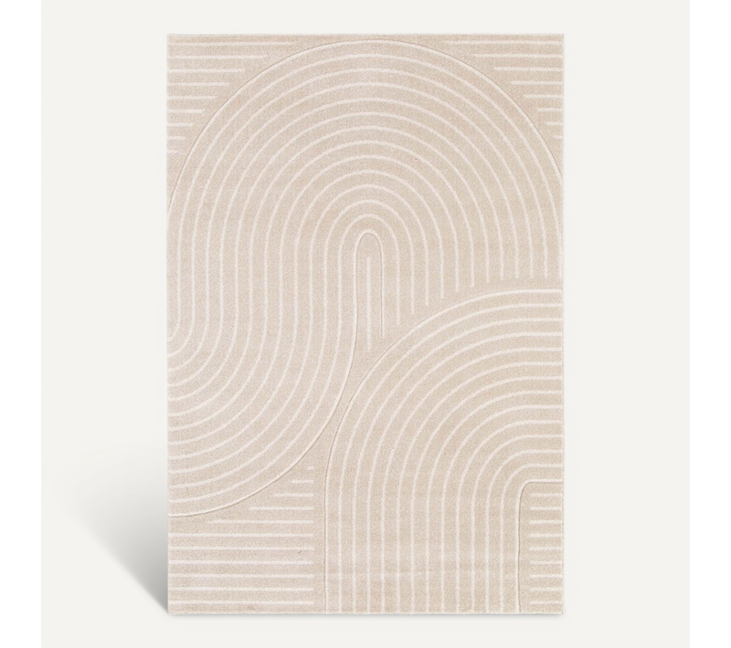 Tapis Doux À Relief Abstrait Géométrique Beige 160x230