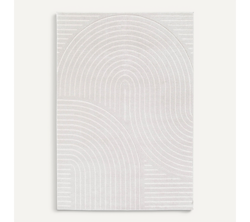 Tapis Doux À Relief Abstrait Géométrique Blanc 160x230