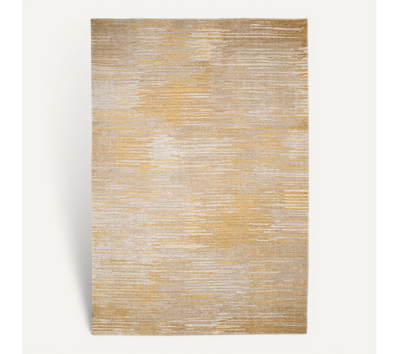 Tapis Moderne Tissé Plat Texture Linéaire Ocre Beige 160x230