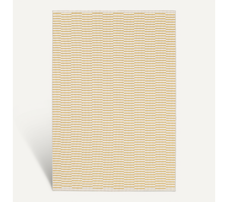 Tapis Extérieur Intérieur Motif Géométrique Tissé Jaune 200x290