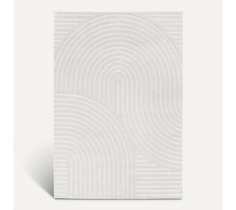 Tapis Doux À Relief Abstrait Géométrique Blanc 200x290