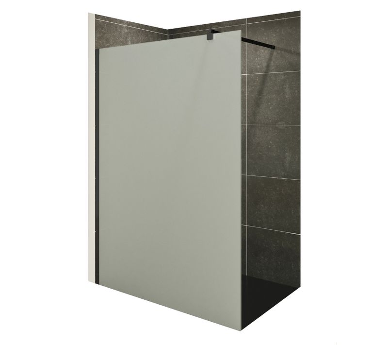 Paroi De Douche 120 X 200 Cm Verre 10mm Opaque, Profilés Noirs Roma-black